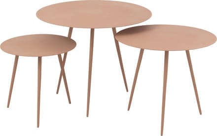 J-Line bijzettafel - ijzer - oud roze - set van 3
