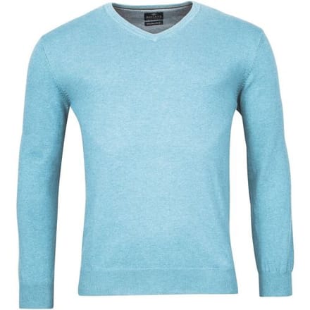 Baileys Trui Uni V-Neck Cotton Single Knit Soft Blue / male