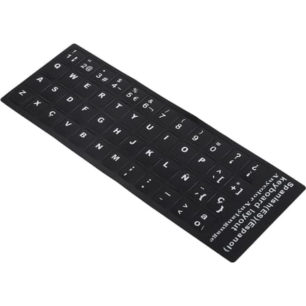 Autocollant pour clavier espagnol, étanche, fond noir, pour ordinateur portable de 10 à 17 pouces black