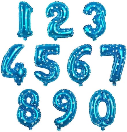Jumada's - Cijfer ballon 2 blauw met sterren - 43cm