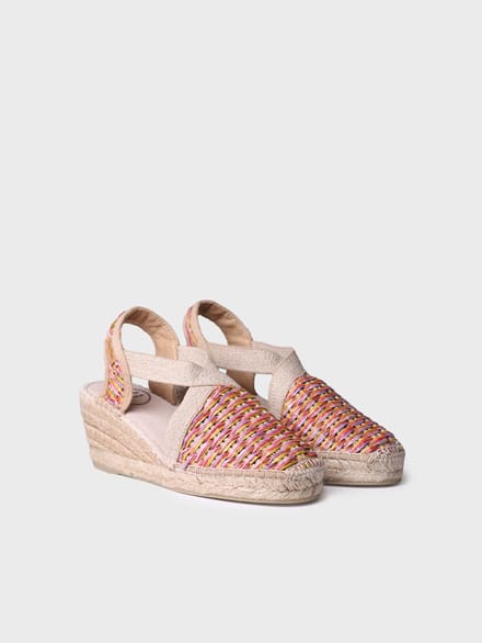 Vegan espadrilles voor dames van veelkleurig raffia | TERRA-CS