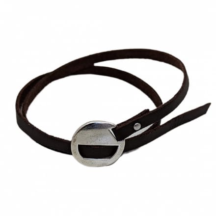 Wikkelarmband-bruin-rvs sluiting - Charme Bijoux