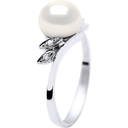 Zoetwater Parel Ring 7-8 mm en 0020 Cts Diamond Jewellery White Gold