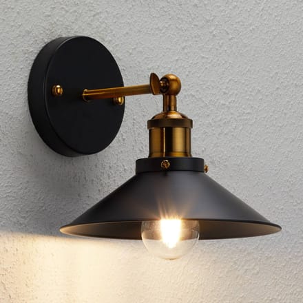 Wandlamp - zwart - Lenius - metaal - scheepslamp - E27 - 15053W - Globo