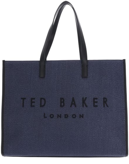 Ted Baker shopper Pallmer Faux Raffia Large Icon Bag Navy donkerblauw