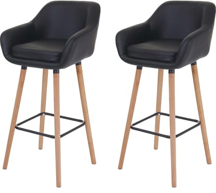 Set van 2 barkrukken Malmö T381, barkruk counterkruk ~ kunstleer, zwart