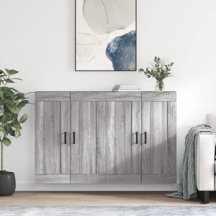 vidaXL - Hangkasten - 2 - st - bewerkt - hout - grijs - sonoma - eikenkleurig