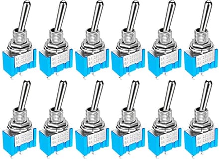 12 Delige Mini Tuimelschakelaar Set - SPST Aan/Uit Schakelaars voor Elektronische Apparatuur