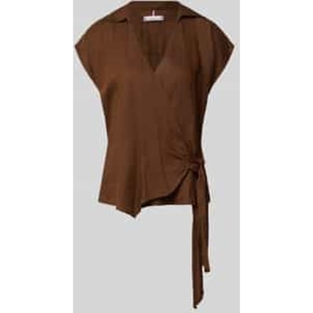 regular fit linnen blouse in wikkeloptiek