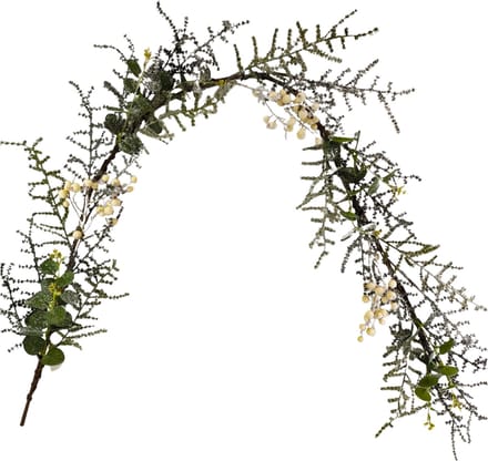 by Mooss - Guirlande - Witte Bes - Dennenappel - Eucalyptus - 180 cm - Kerst - Winter - Kunst