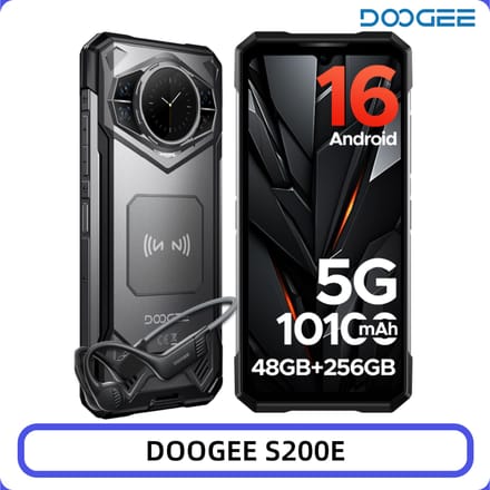 DOOGEE S200E Robuuste Telefoon AI Assistent 48GB+256GB 6.72" 120Hz Scherm Dimensity 7050 100MP Camera 10100mAh NFC WiFi6 Android 16 Smartphone