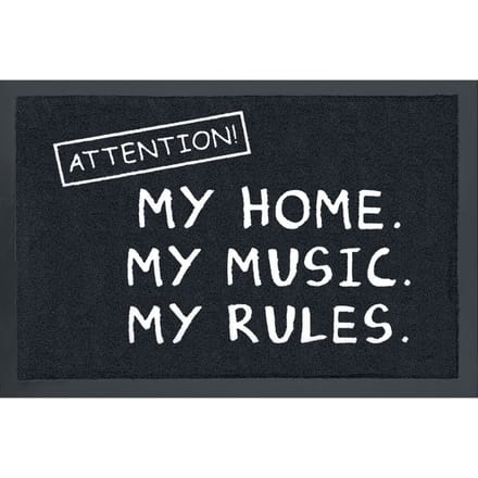 Uitspraken Attention! My Home. My Music. My Rules. Unisex Deurmat - zwart - Standard