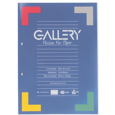Gallery - Cursusblok - A4 - 80 g/m² - 2-gaatsperforatie - Lijn - 100 vel