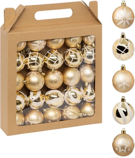 Feeric Christmas gedecoreerde kerstballen - 25x st - 6 cm - goud - kunststof