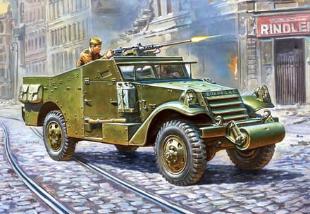 Zvezda Modelbouwpakket Militaire voertuigen - 6273 Soviet M-3 Scout Car with Machine Gun Plastic - 1:100 - Modelbouw