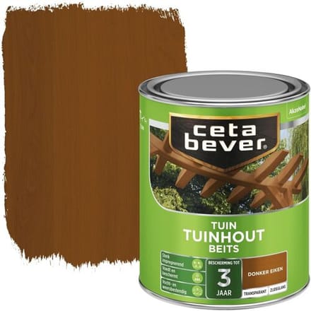 Cetabever Buitenbeits Transparant Tuinhoutbeits - Donker Eiken - Zijdeglans