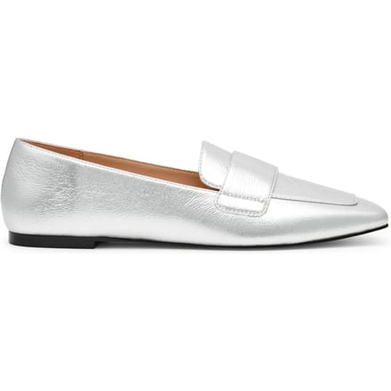 Steve Madden Monarc Flat Shoes Silver Crinkle Größe: 41 | Loafer Outlet | Damen | Grau