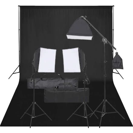 vidaXL - Fotostudioset - met - verlichtingsset - en - achtergrond