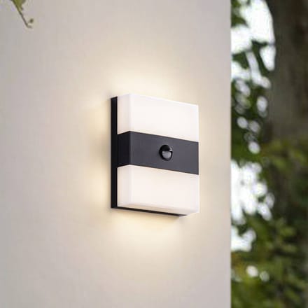 PRIOS LED buiten wandlamp Teekon, antraciet, sensor, IP44