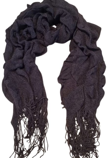 sjaal dames - bruin - gebreid - met ruches - licht maar warm -180cm x 35cm