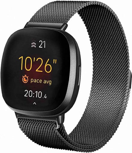 Bandje geschikt voor Fitbit Versa 3 - Zwart Milanese Band