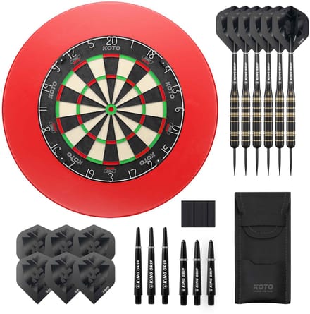 KOTO - King Pro Editie - Rood - Sisal Dartbord - Surround - 2 Sets Darts & Dartwallet