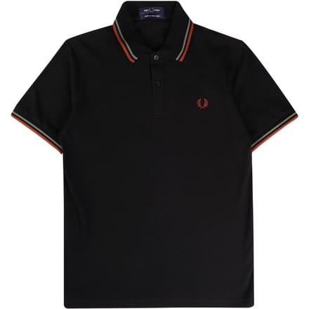 Fred Perry groen en bruin dubbel getipt zwart poloshirt