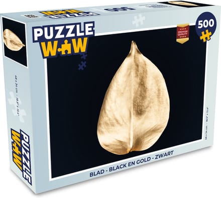 Puzzel Bladeren - Black en gold - Zwart - Goud - Luxe - Legpuzzel - Puzzel 500 stukjes