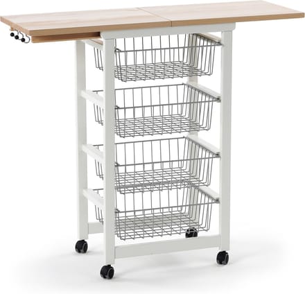 Keukentrolley GASTONCINO 4 uitneembare manden uitklapbaar blad