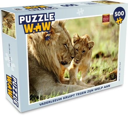 Puzzel Wilde dieren - Leeuwen - Gras - Legpuzzel - Puzzel 500 stukjes