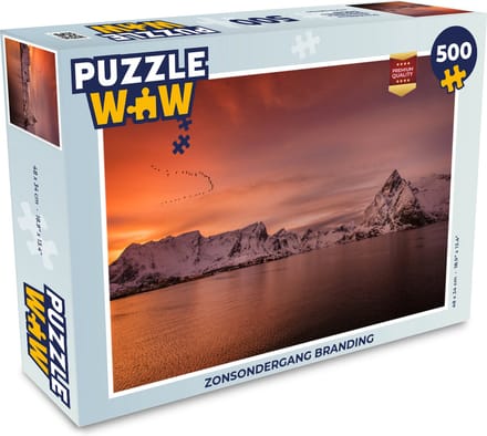 Puzzel Zonsondergang branding - Legpuzzel - Puzzel 500 stukjes