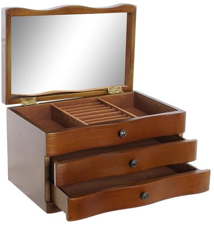ITEM Sieradendoos - bruin - hout - 2 lades - compact sieraden ladekastje - 27x18x16 cm