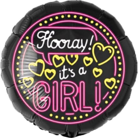 Folieballon - It's a girl - Neon 46cm - Zonder vulling