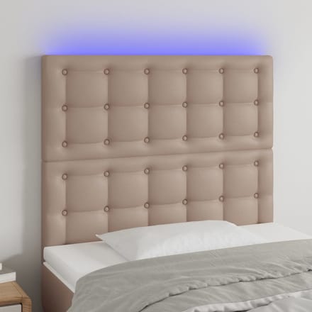 vidaXL - Hoofdbord - LED - 90x5x118/128 - cm - kunstleer - cappuccinokleurig