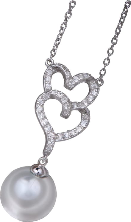 Orphelia Hanger + Ketting Dubbel Hart Parel Zirconium ZH-4506
