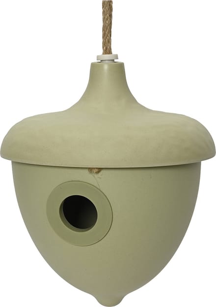 Decoris Vogelhuisje - bamboe hout - lichtgroen - D17 x H19 cm - nestkastje