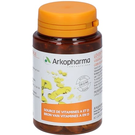 Arkopharma – Levertraanolie om een Normaal Beendergestel en Goede Cerebrale Functies te Behouden – 60 Capsules
