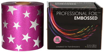 Folie Aluminium Rol Pink Star Embossed 12cmx100m 15MU