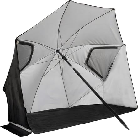 VirtuFit Strandparasol Premium - Zwart - 200 x 212 cm - Windscherm met Afrits Vlakken - Stevige Constructie - Incl. Draagtas