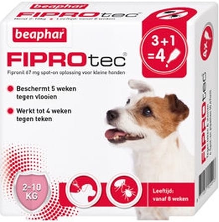 Beaphar FiproTec - tegen teken en vlooien - 2-10 kg - 3 pipetten