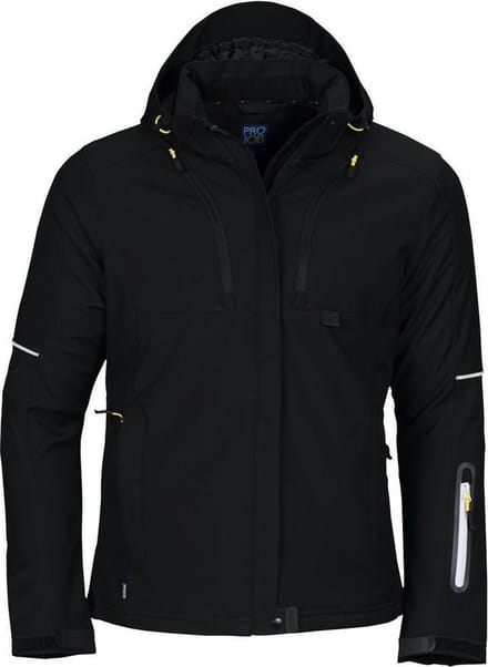 ProJob 3413 DAMES GEVOERDE SOFTSHELL JAS 643413 - Zwart - M