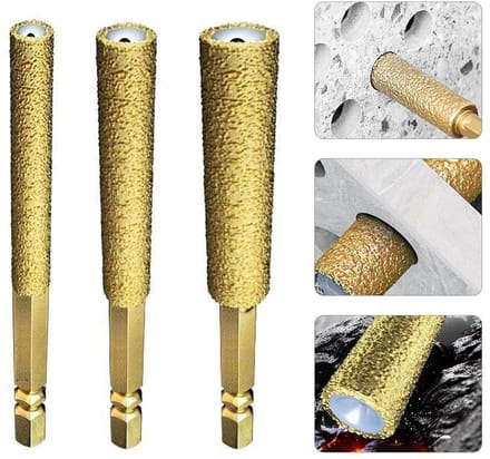 Diamantboren Set - Kernboren Tegels - Droog Boren - Vacuüm Gesoldeerd - 6 8 10 mm - Goud