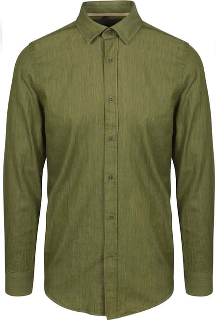 Suitable Overhemd Washed Groen - Maat 3XL - Heren - Casual Shirt