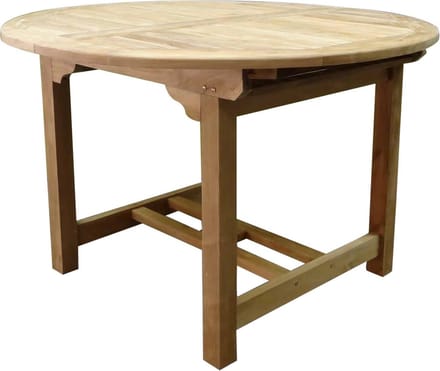 Ovaal uitschuifbare dining tuintafel 120-170x120xH78 cm bladdikte 4 cm  teak