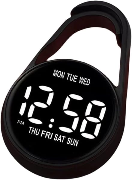 Mini Klok voor Studenten – Sleutelhangerformaat – Draagbare Digitale Timer met Ophanghaak | 3.8 × 1.2 cm – Zwart| ABS