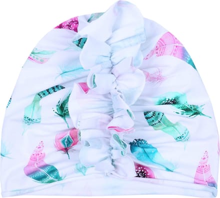 Witte muts/turban met veren