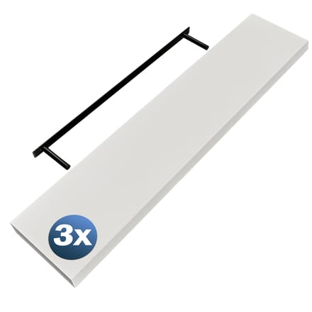 Wandplank Zwevend 3 Stuks Wit MDF 110x23x3,8cm