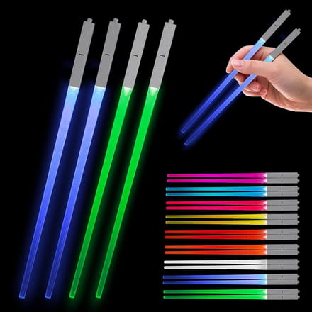 Lichtgevende eetstokjes - Chopsticks met licht - Feestelijk dineren - 9 Kleurmodi - 2 paar - Multicolor