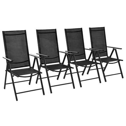 vidaXL - Opklapbare - stoelen, - 4 - stuks, - aluminium - en - textiel, - zwart.