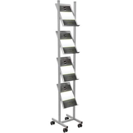 Folderhouder - metaal - verrijdbaar - B  310 x D 360 x H 1570 mm - voor 4 x A4-formaat